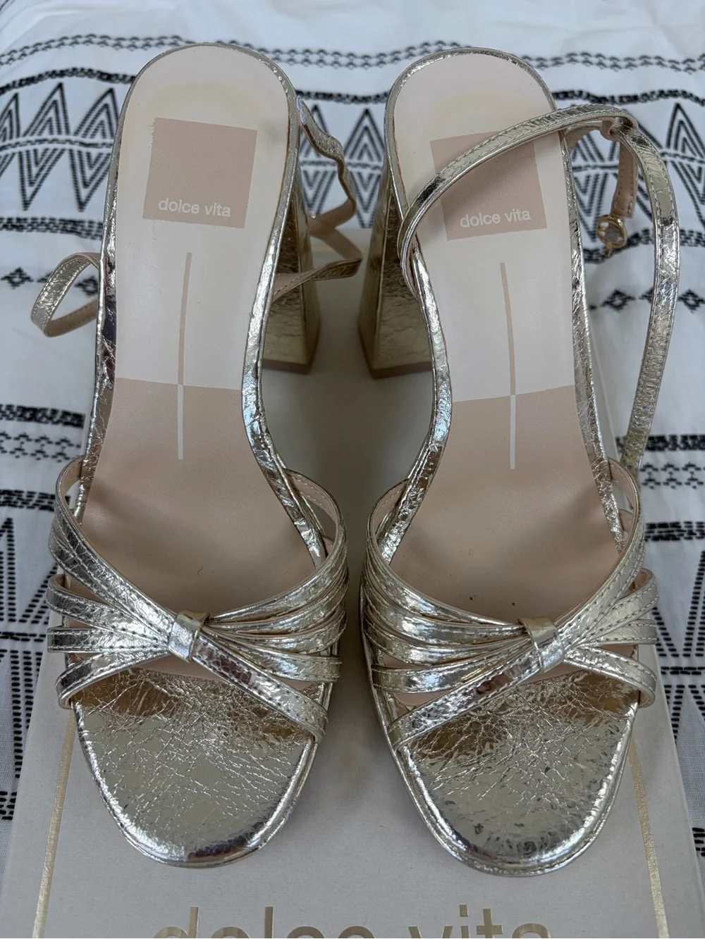 Dolce Vita Metallic Gold Platform Block Heel Sandals - size 6 - only worn once